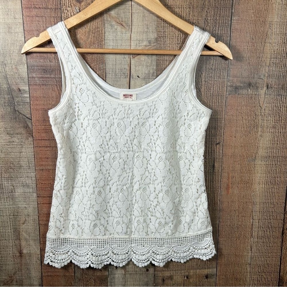 Mossimo Lace Tank XS Boho Crochet Trim Sleeveless Ivory Cottagecore Top Romantic